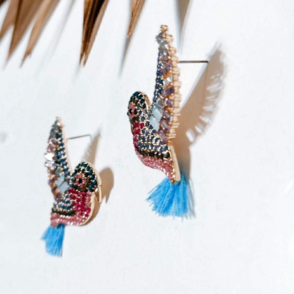 Diamond boho bird earrings N395 - Picture 3 of 4